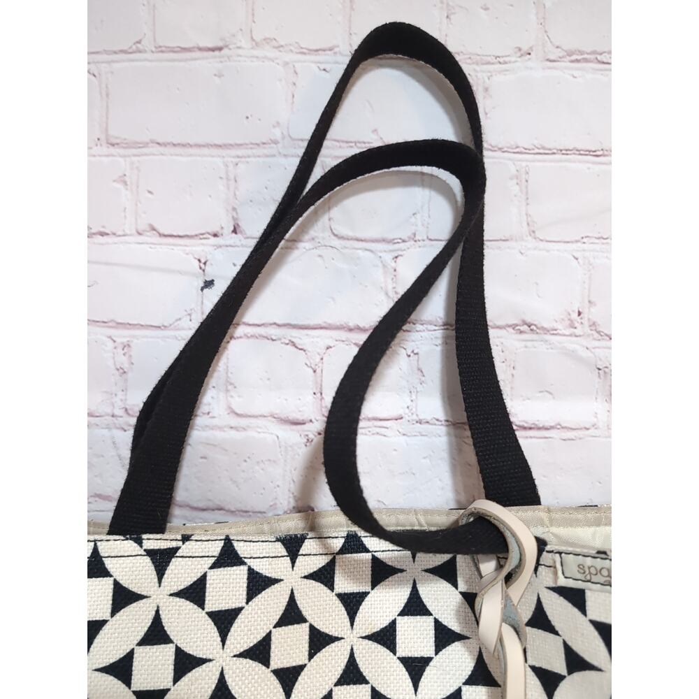 Spartina 459 Kiawah Market Tote Black Ivory Cotton Canvas Discontinued - Picture 3 of 16